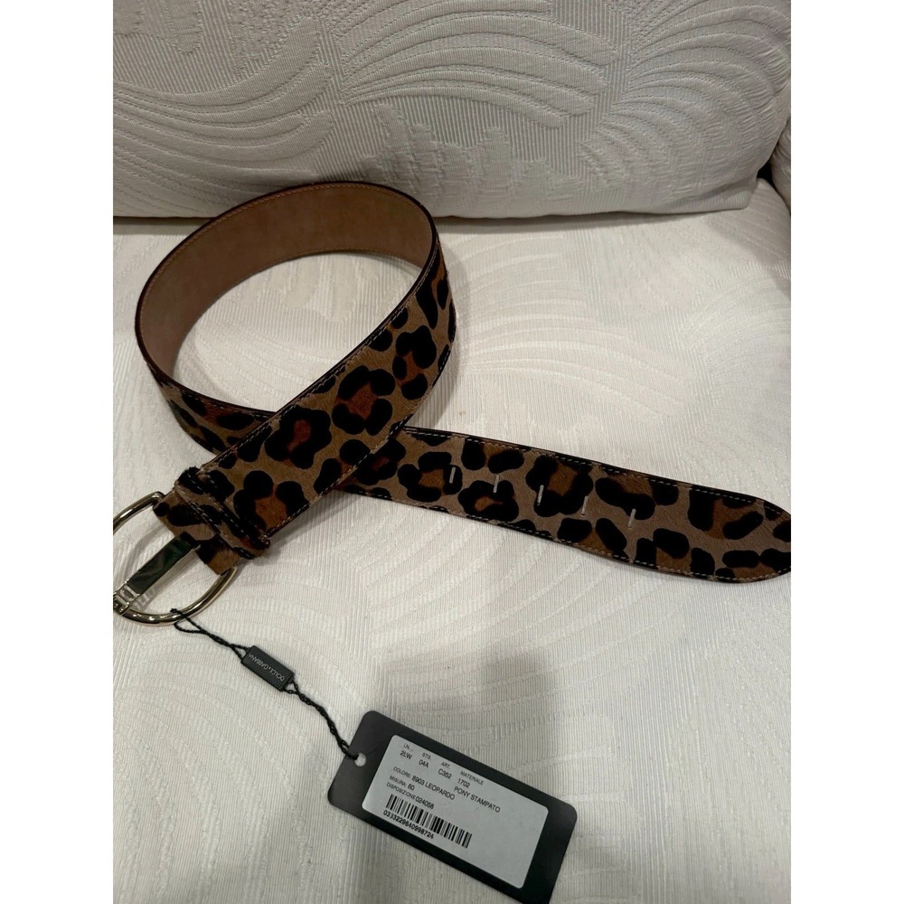 Dolce & Gabbana Pony Hair Leopard Print Belt Sz 80. US 32 NWT!